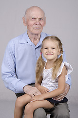 Image showing Portrait of an elderly man with granddaughter