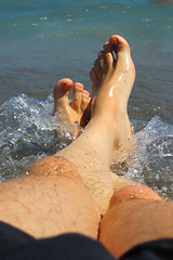 Image showing human legs in water 