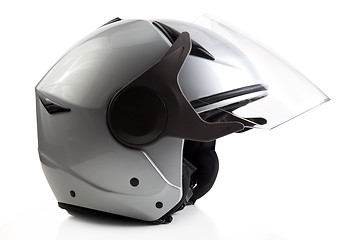 Image showing Silver bike helmet isolated