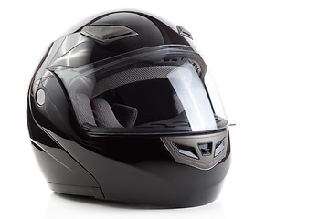 Image showing Black, glossy motorcycle helmet