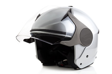 Image showing Silver bike helmet isolated