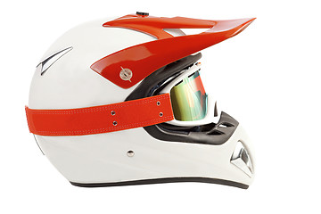 Image showing Enduro motorcycle helmet with goggles