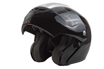 Image showing Black, glossy motorcycle helmet