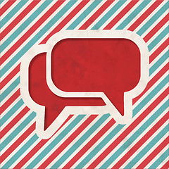 Image showing Speech Bubble Icon on Retro Striped Background.