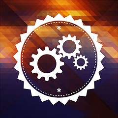 Image showing Cogwheel Gear Icon on Triangle Background.