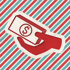 Image showing Donate Concept on Retro Striped Background.