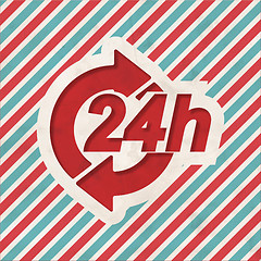 Image showing Service 24h Concept on Retro Striped Background.