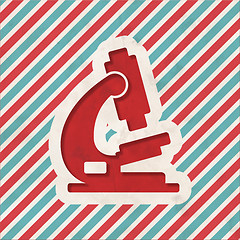 Image showing Microscope Icon on Retro Striped Background.