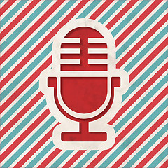 Image showing Microphone Icon on Retro Striped Background.