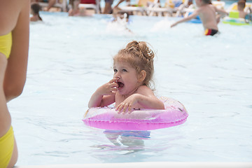 Image showing Frozen girl standing with a circle in the pool