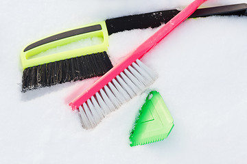 Image showing variety of snow cleaning equipment on snow