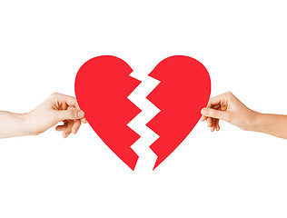 Image showing hands holding broken heart