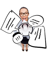 Image showing screaming businesswoman with megaphone