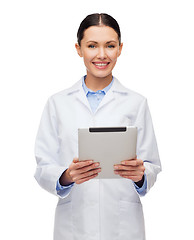 Image showing female doctor without stethoscope and tablet pc