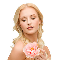 Image showing lovely woman with peony flower