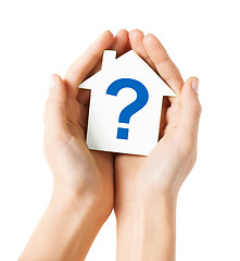 Image showing hands holding house with question mark