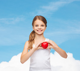 Image showing girl in blank white shirt with small red heart