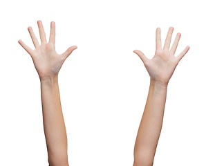 Image showing two woman hands waving hands