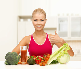 Image showing smiling woman with organic food