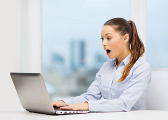 Image showing surprised businesswoman with laptop