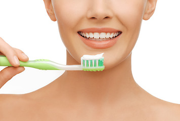 Image showing woman with toothbrush