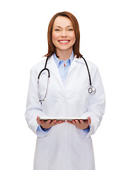 Image showing doctor with stethoscope and tablet pc computer