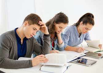 Image showing students with notebooks and tablet pc at school