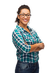 Image showing smiling african american girl in eyeglasses