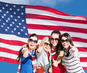 Image showing teenage girls or young women showing thumbs up