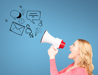 Image showing woman with megaphone