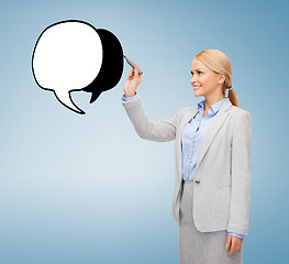 Image showing businesswoman drawing text bubble