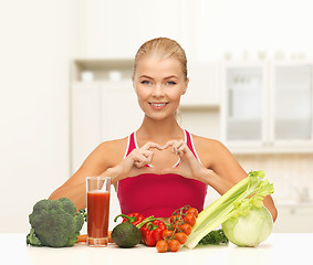 Image showing smiling woman with organic food