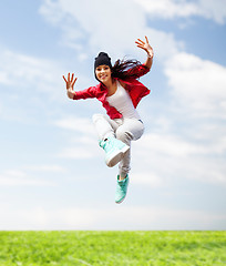 Image showing beautiful dancing girl jumping