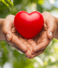 Image showing womans cupped hands showing red heart