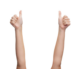 Image showing woman hands showing thumbs up