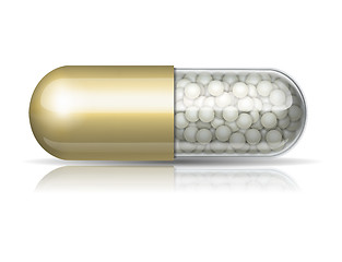 Image showing Medical golden capsule with granules