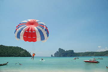 Image showing Paraglider lifting off