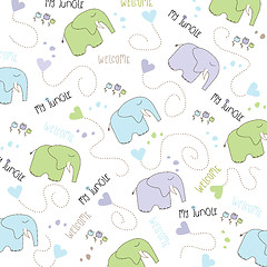 Image showing Seamless baby elephant pattern