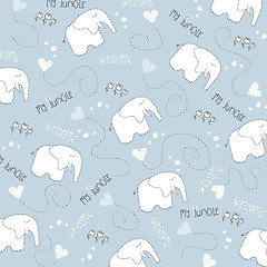 Image showing Seamless baby elephant pattern