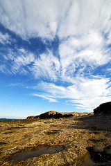 Image showing in spain  lanzarote  rock stone   coastline and summer 