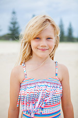 Image showing Young cute girl at the beach