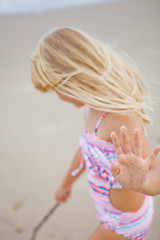 Image showing Young girl having fun at beach