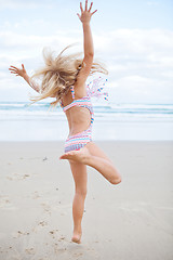 Image showing Young girl having fun at beach