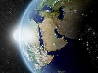 Image showing Sun over Middle East