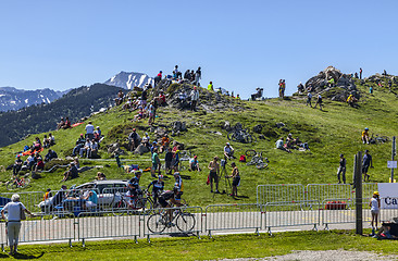 Image showing Cycling Fans in Mountains