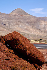 Image showing volcanic t a  red rock stone sky  