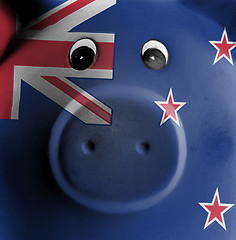 Image showing Ceramic piggy bank with painting of national flag 