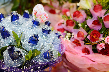 Image showing Blue and red rose 