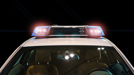 Image showing Flash lights and siren on the police car