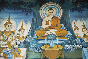 Image showing Buddhist temple wall painting